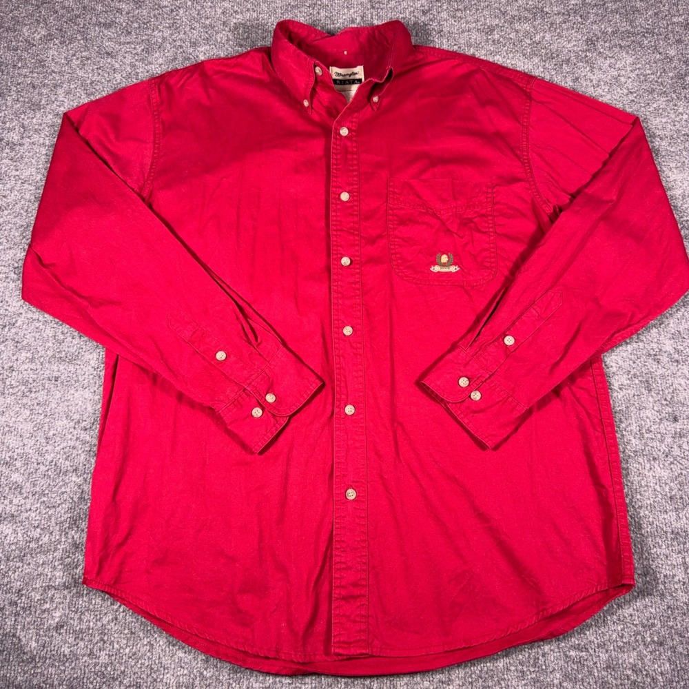 Vintage Wrangler Riata Mens Large Red Long Sleeve Button Down Shirt MR2022R